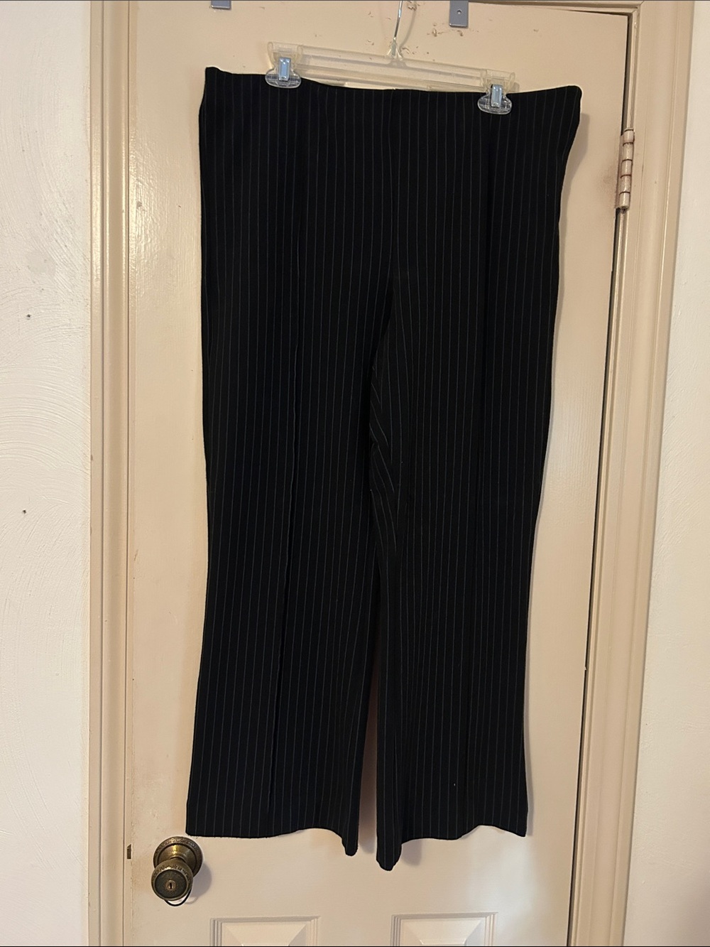 Anthropologie Black Pinstripe Wide-Leg Pants